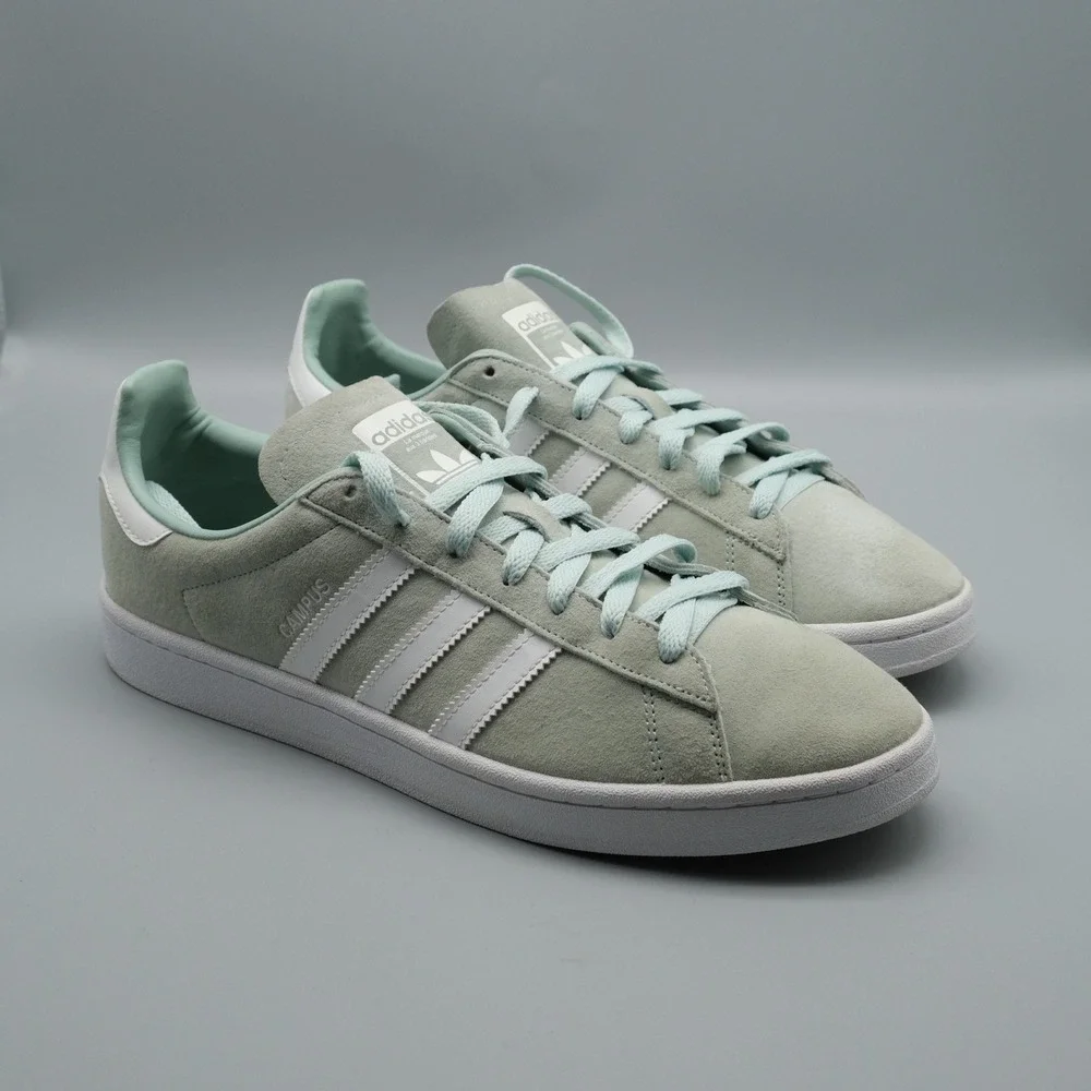 Adidas Campus Mens 11.5 Ash Green White Suede Sneakers DB0982